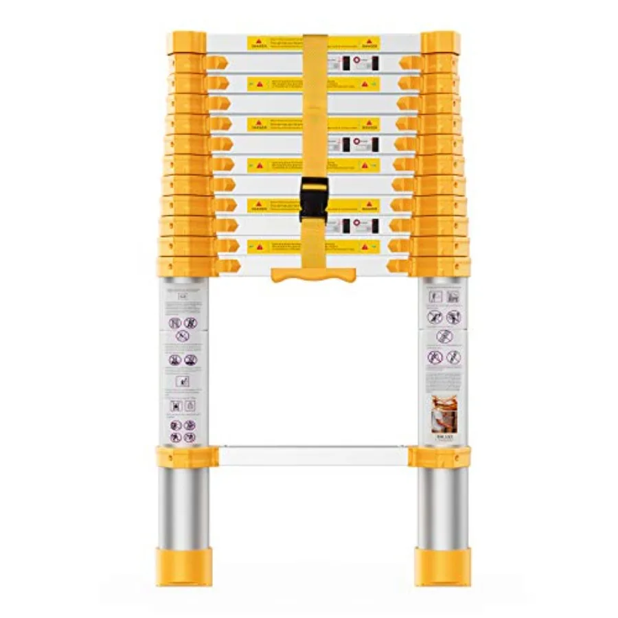

12.5FT Telescoping Extension Ladder Heavy Duty Aluminum Telescopic Ladder with Upgrade Material Accessories for Home Ga