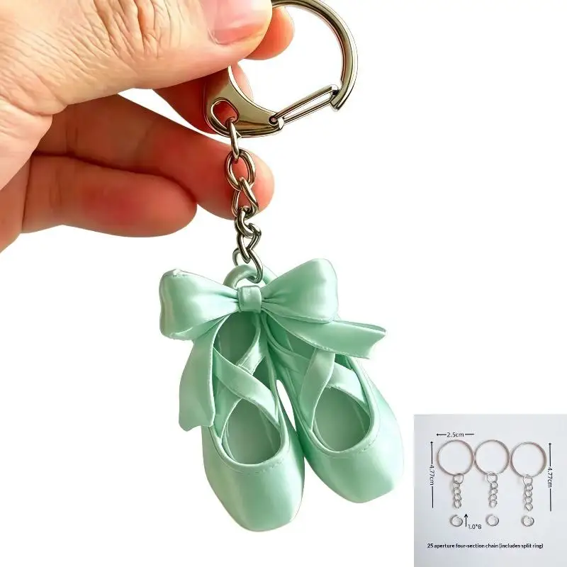 1 Stück niedlicher Taschenanhänger im Tanz-Design, modischer Ballettschuh-Schleifen-Schlüsselanhänger, hängendes Ornament, Schlüsselring-Anhänger, Geschenk für Tänzerinnen. – Detail 8