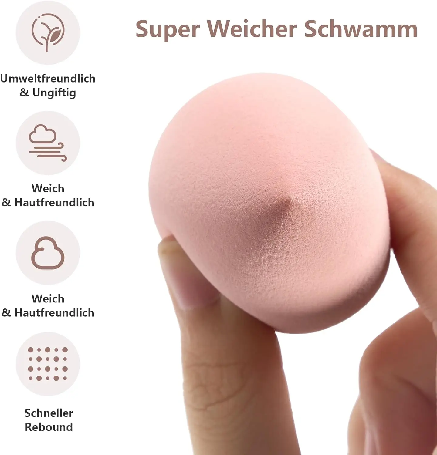 Lot de 4 Éponges Maquillage، Éponge Visage pour Fond de Teint، BB Crème، Correcteur et Poudre، avec Boîte de Rangement