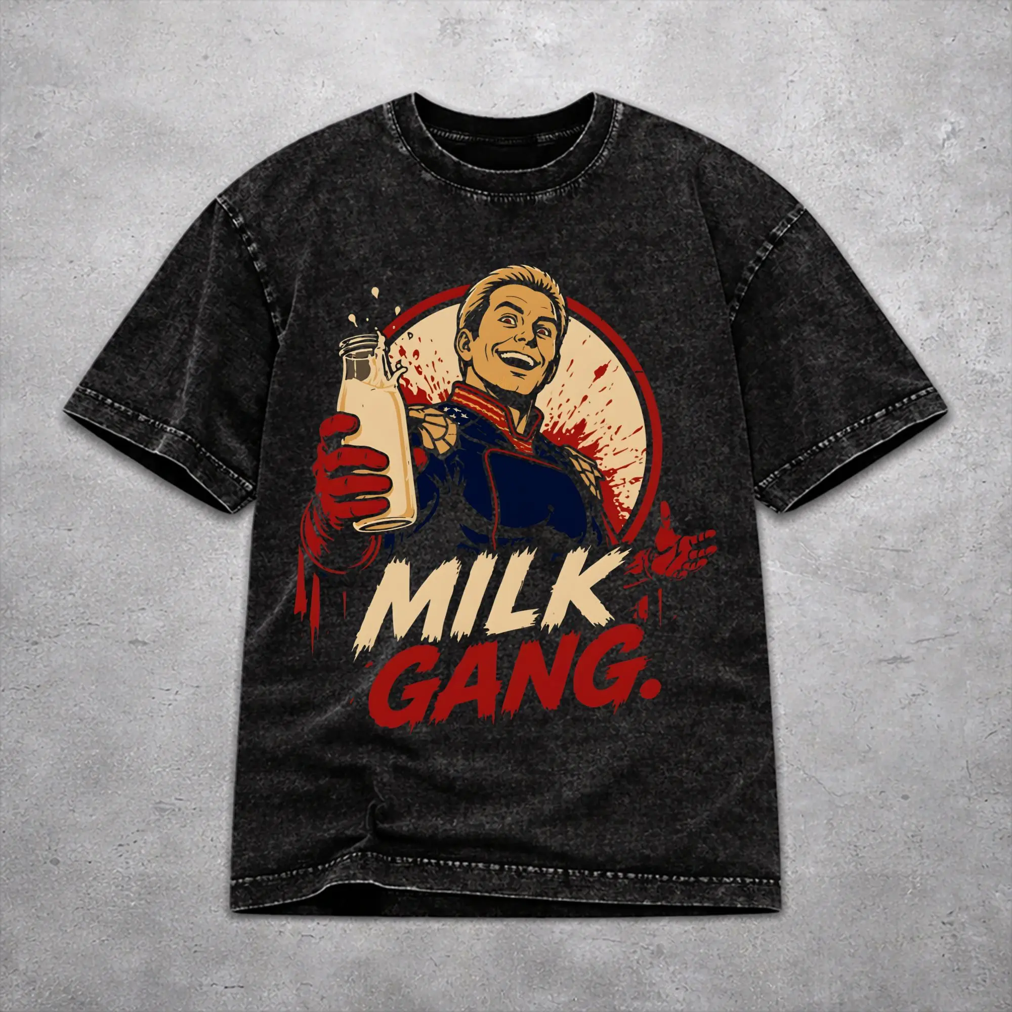 Men Women Milk Gang - Homelanders memes - The Boys  Shirt Graphic Vintage Washed  Casual T-Shirts