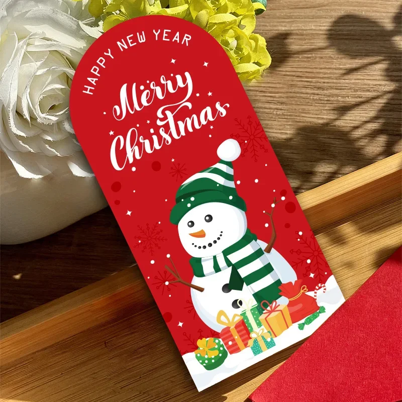 20-50pcs/pack Merry Christmas Stickers 6*13cm Red Christmas Gift Decorative Sealing Stickers Packaging Box Labels Christmas Tag