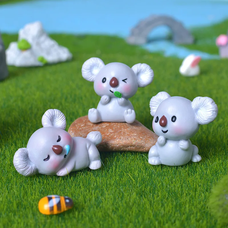 Figurines Miniatures Cute Cartoon Koala Animal Micro Landscape Ornaments For Home Decorations Room Decor DIY Desktop Accessories