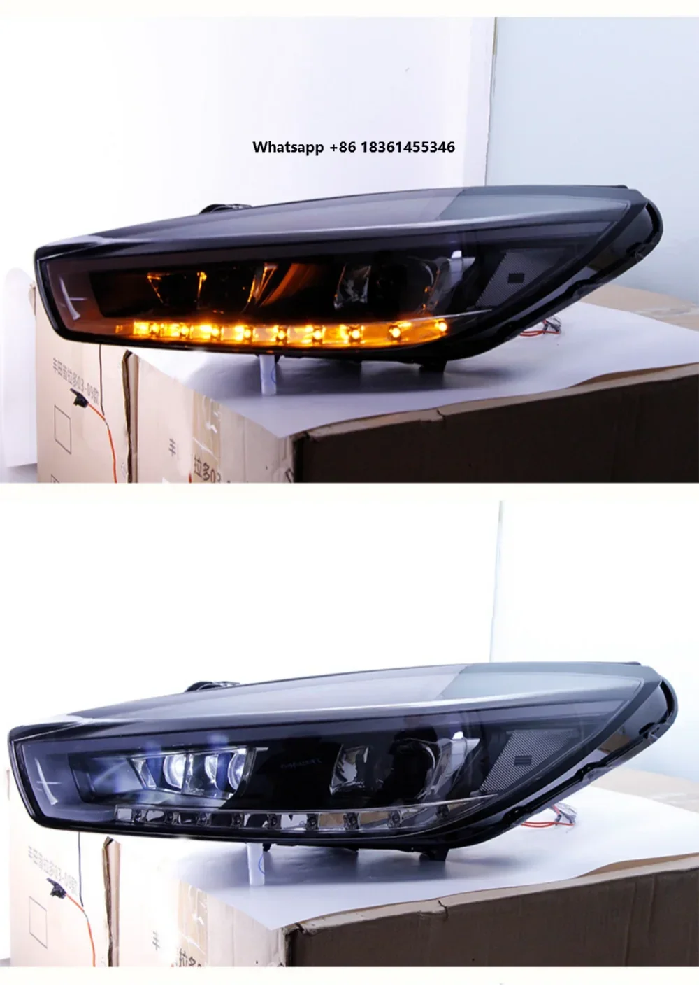 

Пара фар для Chevrolet Cruze 2015-16 с LED DRL, дневными ходовыми огнями и указателями поворота