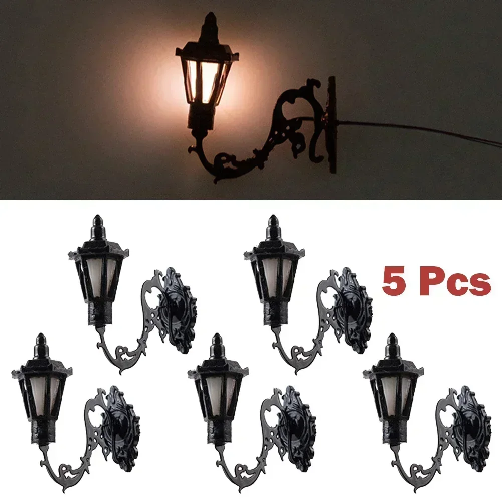 5Pcs Railway Train Lamp Warm White Wall Lights LED Street Light Scenery Layout Garden Lamps Miniature Lanscape Model Building