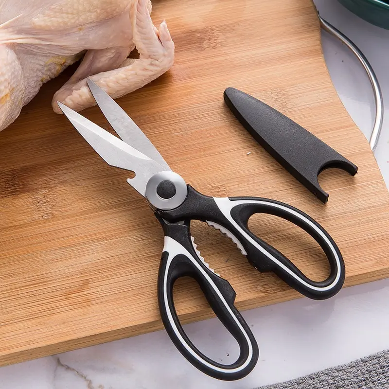 Scissors Stainless Steel Kitchen Household Bone Scissors Chicken Wings Fish Chopper Bottle Opener Clip Walnut Kitchen Tools