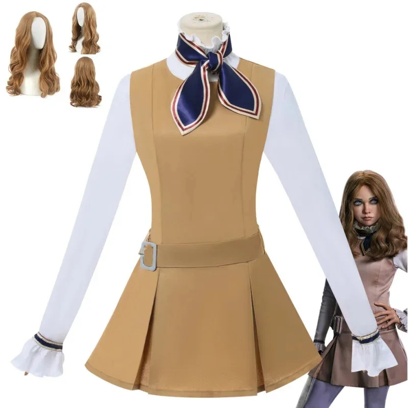 Movie M3GAN 2.0 Megan Cosplay Costume Adult Uniform Wig Lady Dress Halloween Cosplay Uniform Full Set with Wig & Accessories