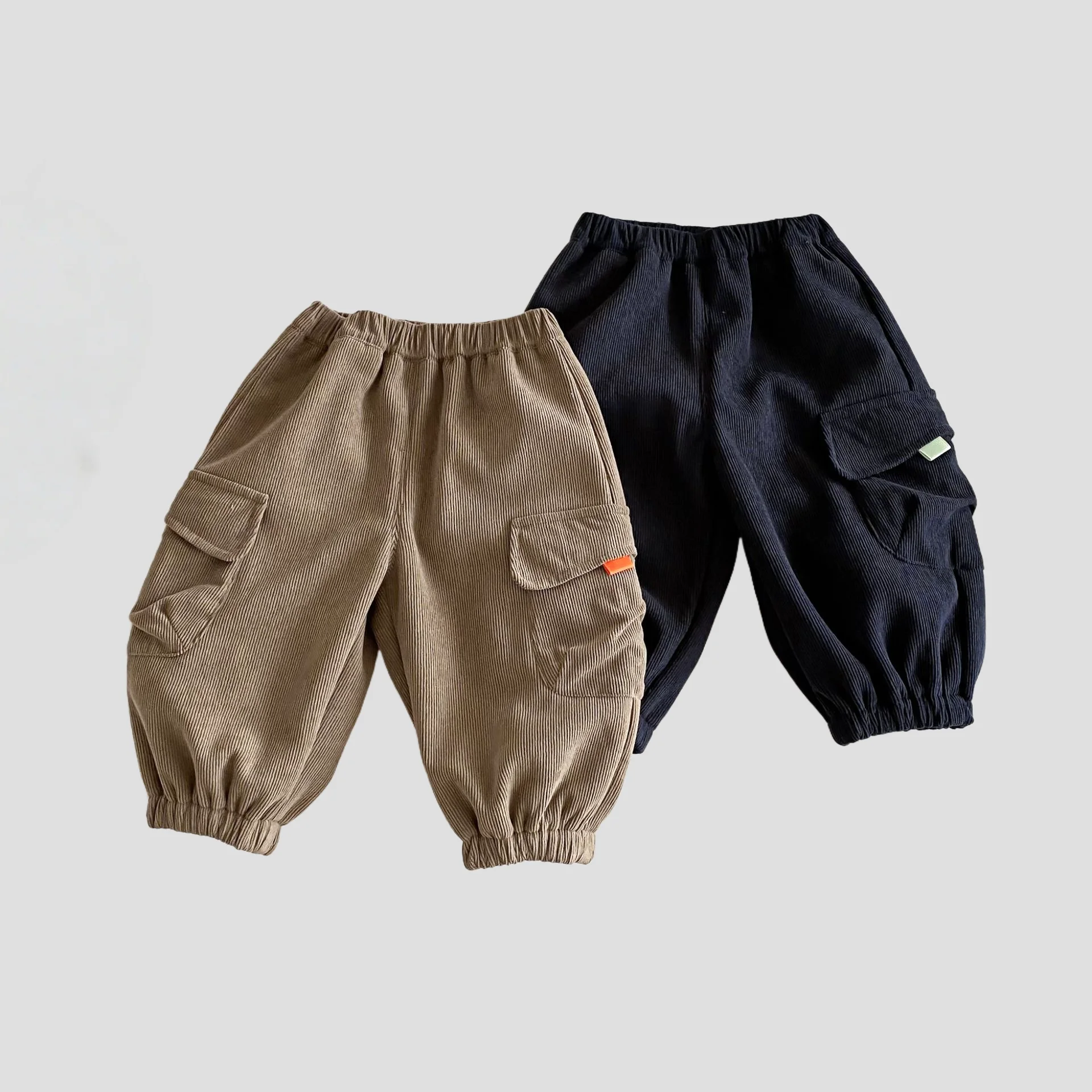 

2025 New Winter Children Clothes 0-5Y Cargo Corduroy Pants for Boys Thickened Fleece - Lined Trousers