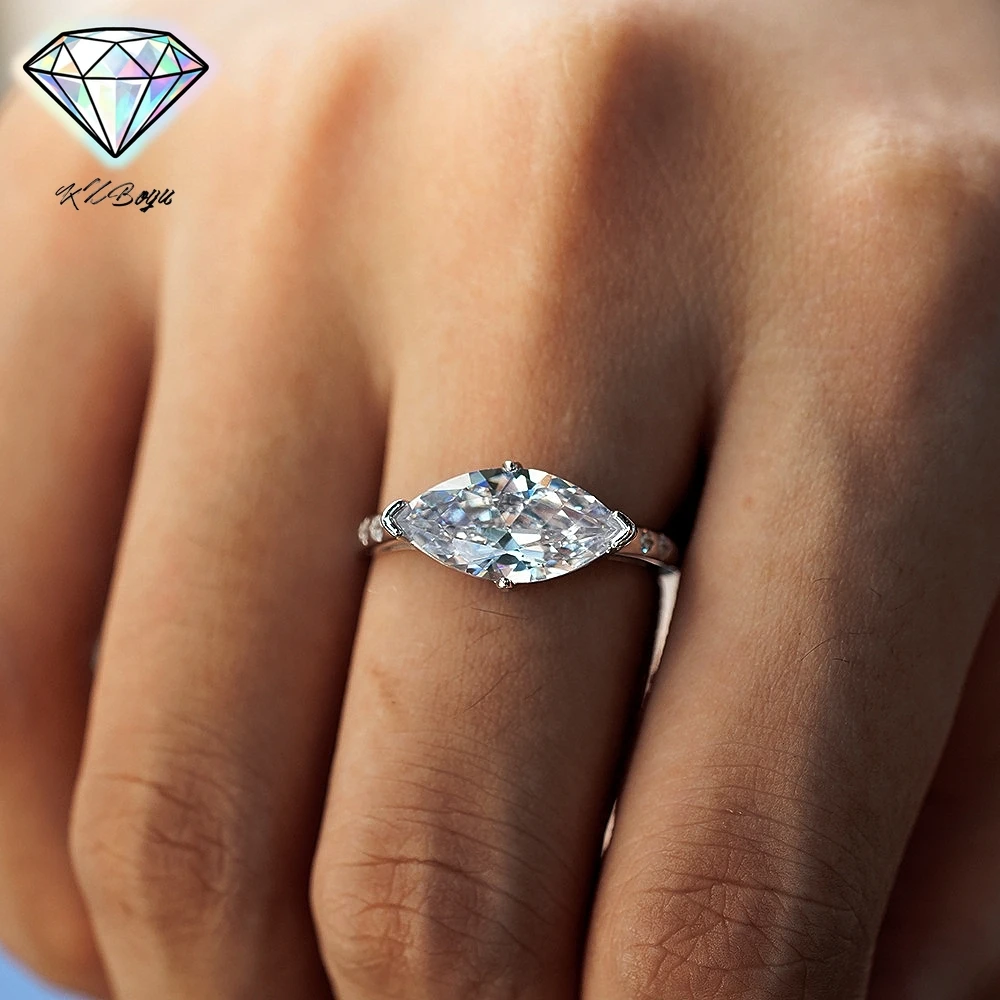 

Обручальное кольцо с муассанитом огранки маркизы 3 карата для женщин, обручальные кольца с бриллиантами, серебро S925, ювелирные изделия с сертификатами