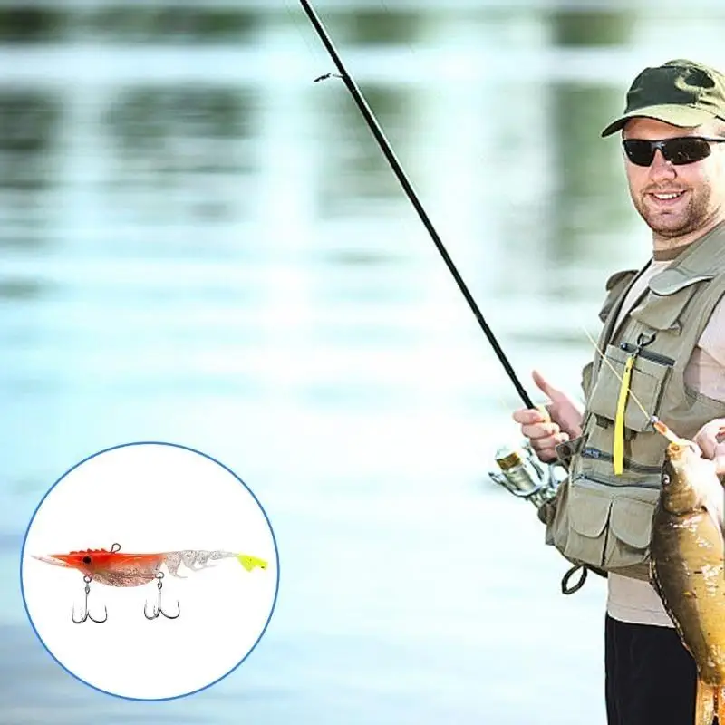 

R6FE Shrimp Fishing Lures Prerigged Fishing Jig Lures Soft Rubber Fishing Baits Artificial Lures Fishing Tackle Easy to Use