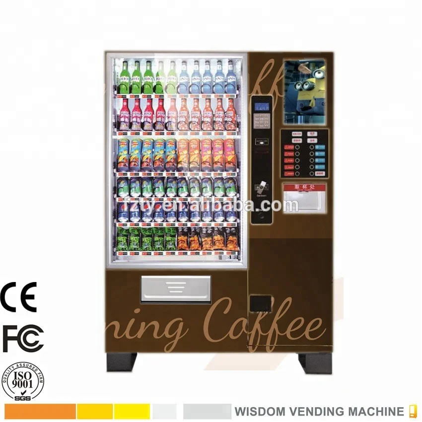 Big combination vending machines for cold drinks snack coffee