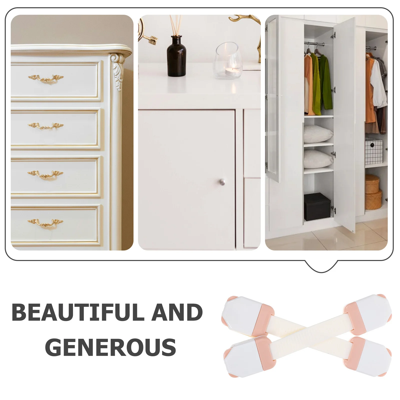 

2Pcs Anti-Pinch Safety Locks for Cabinets ABS Pe Material Easy Install Proofing Kitchen Bathroom Furniture Cabinet