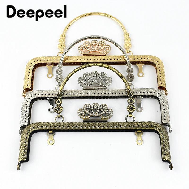 2/4Pcs Deepeel 20.5cm Embossed Metal Bags Handles Kiss Clasp DIY Handmade Handbag Purse Frame Sewing Brackets Bag Accessories