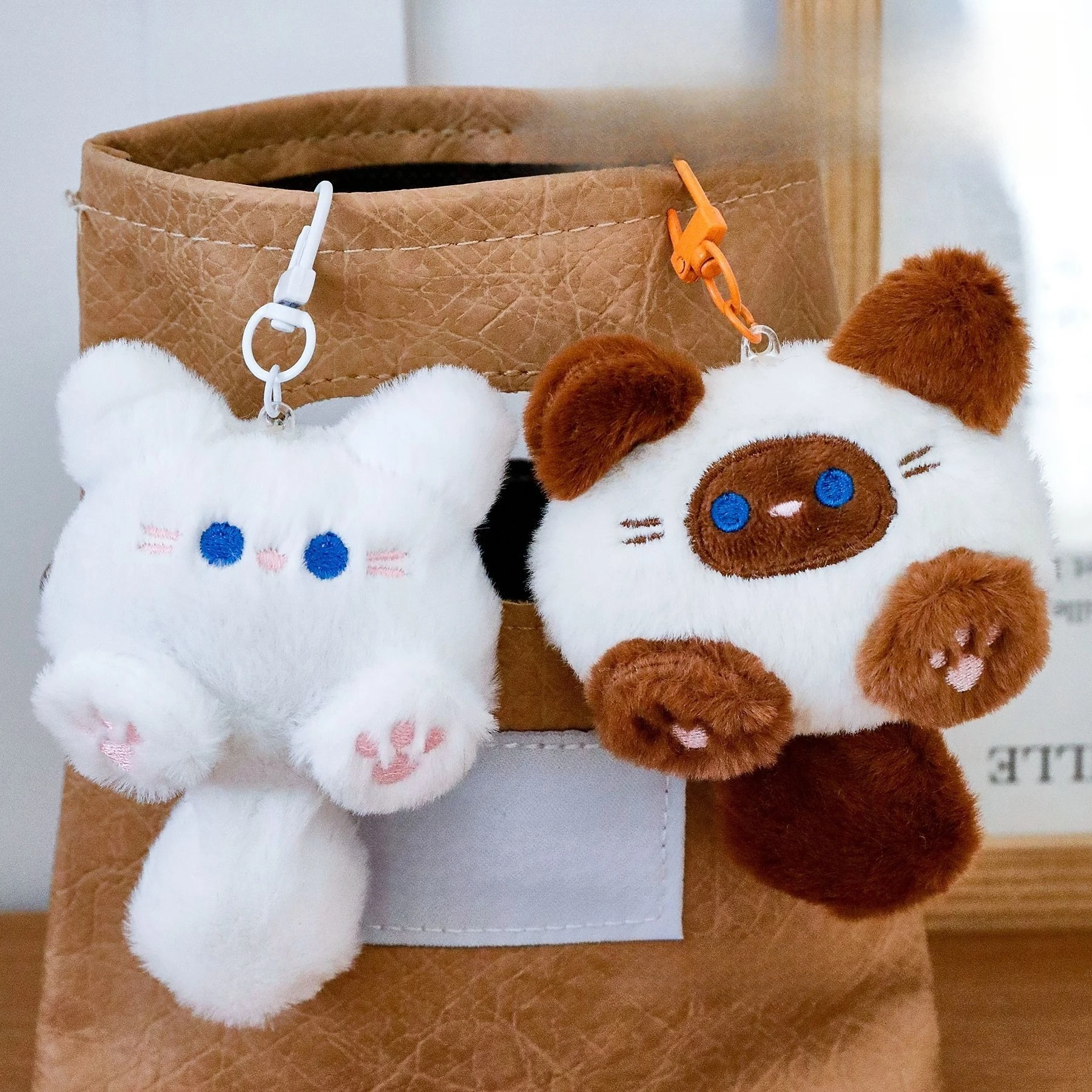 Cute Cat Plush Doll Kitten Plush Keychain Soft Fluffy Cartoon Animal Plush Key Chain Backpack Pendant Accessories Friends Gifts
