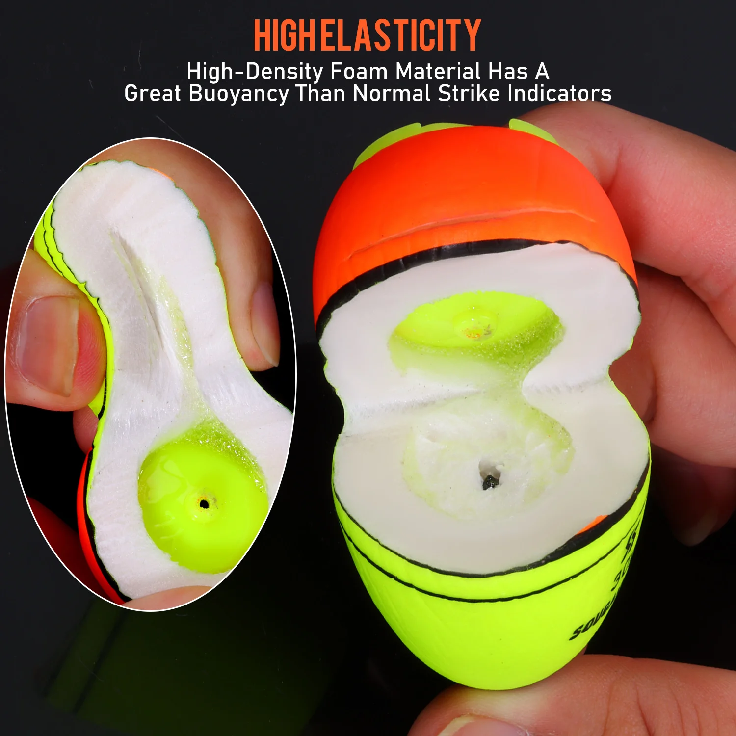 Sougayilang Luminous Fish Floats 2Pcs with 6 Size Options made from High Density Foam for 30-100g Buoyancy Fishing Pesca