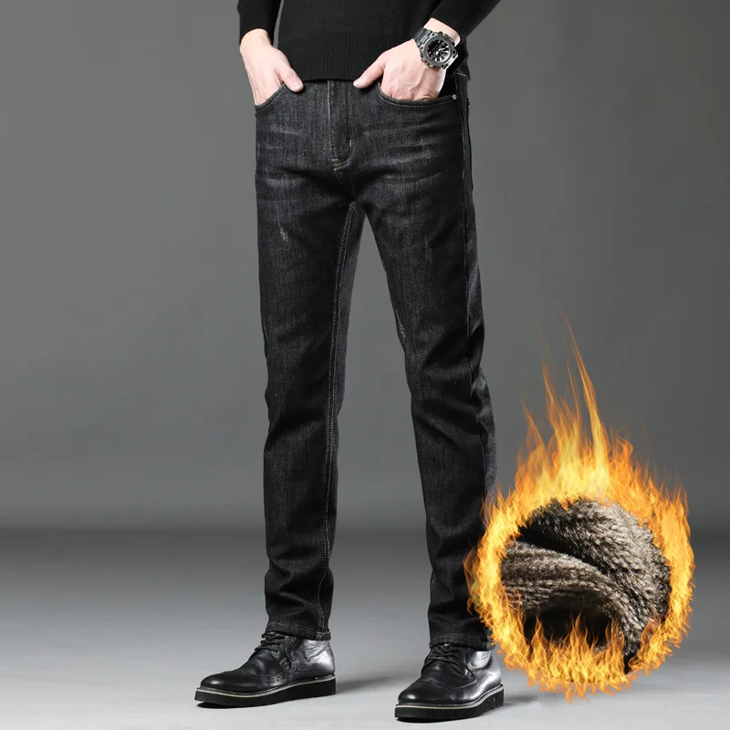 رجل جديد الخريف أزياء العلامة التجارية مستقيم أنبوب عارضة الشتاء الرجال السراويل مع الصوف الربيع والخريف الكبار شهم مريحة