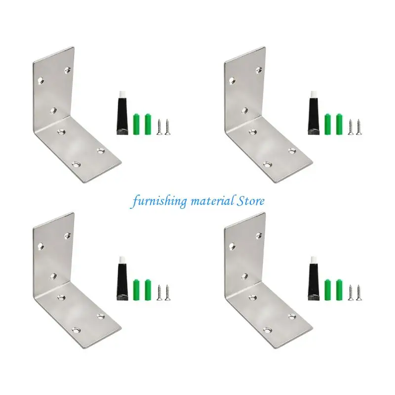 Y5GD 4Pcs Stainless Steel Shelf Brackets Corner Brace for Furniture Reinforcement