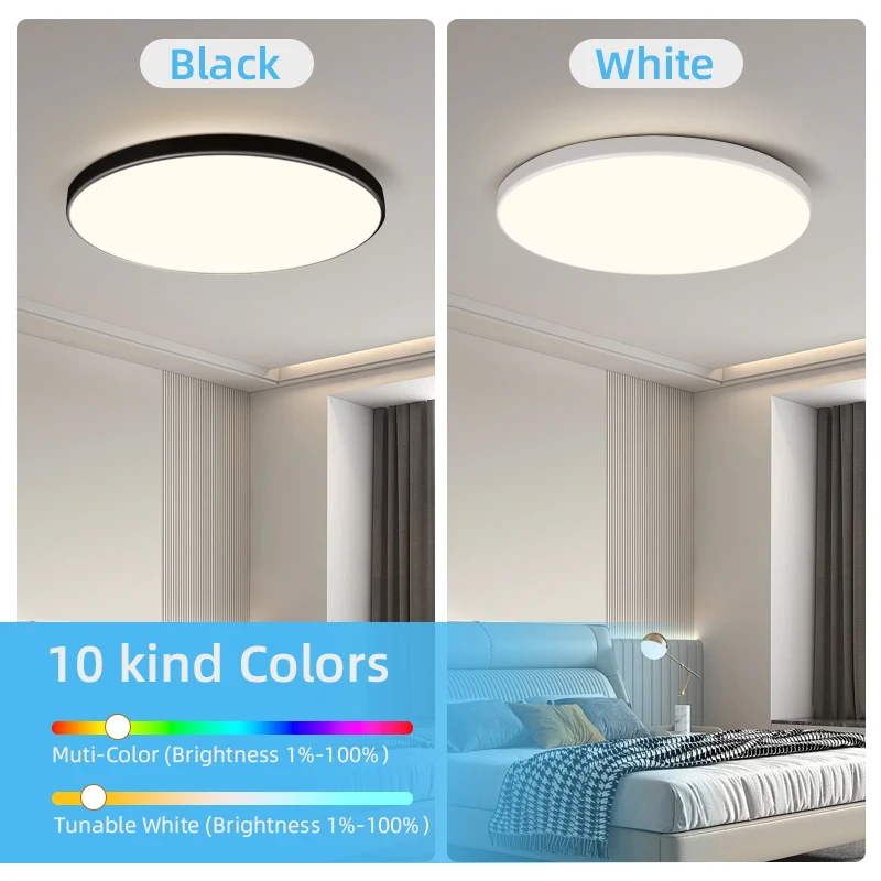 

2025 Led Ceiling Lamp Rgb Smart Led Ceiling Light With Remote Control 85V-265V Dimmable Ceiling Light Fixtures Led Lights Room