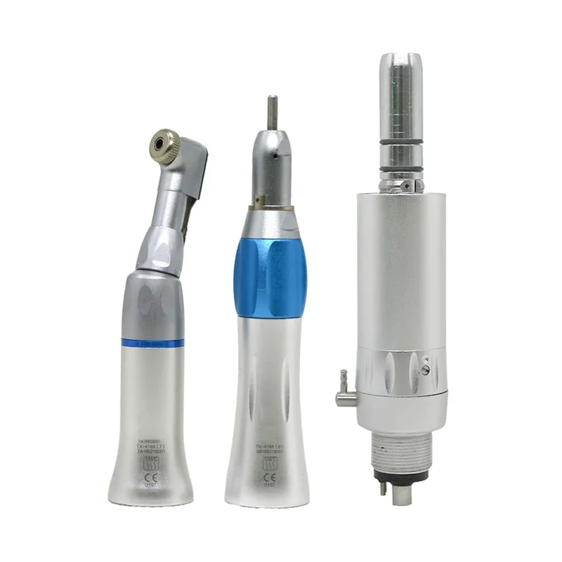 

BIG PROMOTION Den tal Handpiece Set External Water Spray Push Button Contra Angle Straight Low Speed Den tal Handpiece Kit