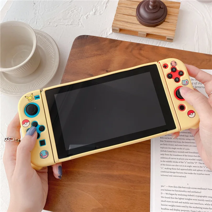 Pikachu Cartoon Soft TPU Back Protective Case For Nintendo Switch Game Console JoyCon Controller Shell Accessories