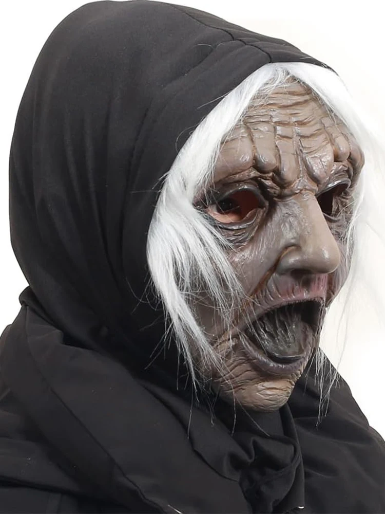 Adult Magic Black Tongue Ghost Witch Mask Halloween Cosplay Latex Soft Scary Witch Party Masks Costume Props One Size