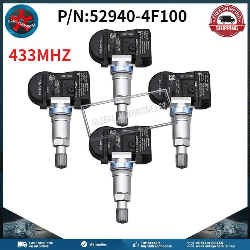 

4PCS TPMS Tire Pressure Monitor Sensor 52940-4F100 For Hyundai Grand Starex H-1 Starex Kia K2500 433MHz 529404F100