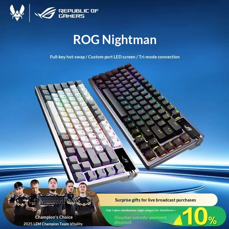 ROG Azoth Mechanical Keyboard 8K Oled Display Screen Control Three Mods Low Delay RGB Keyboard Gasket Hot Swap Pc Accessories