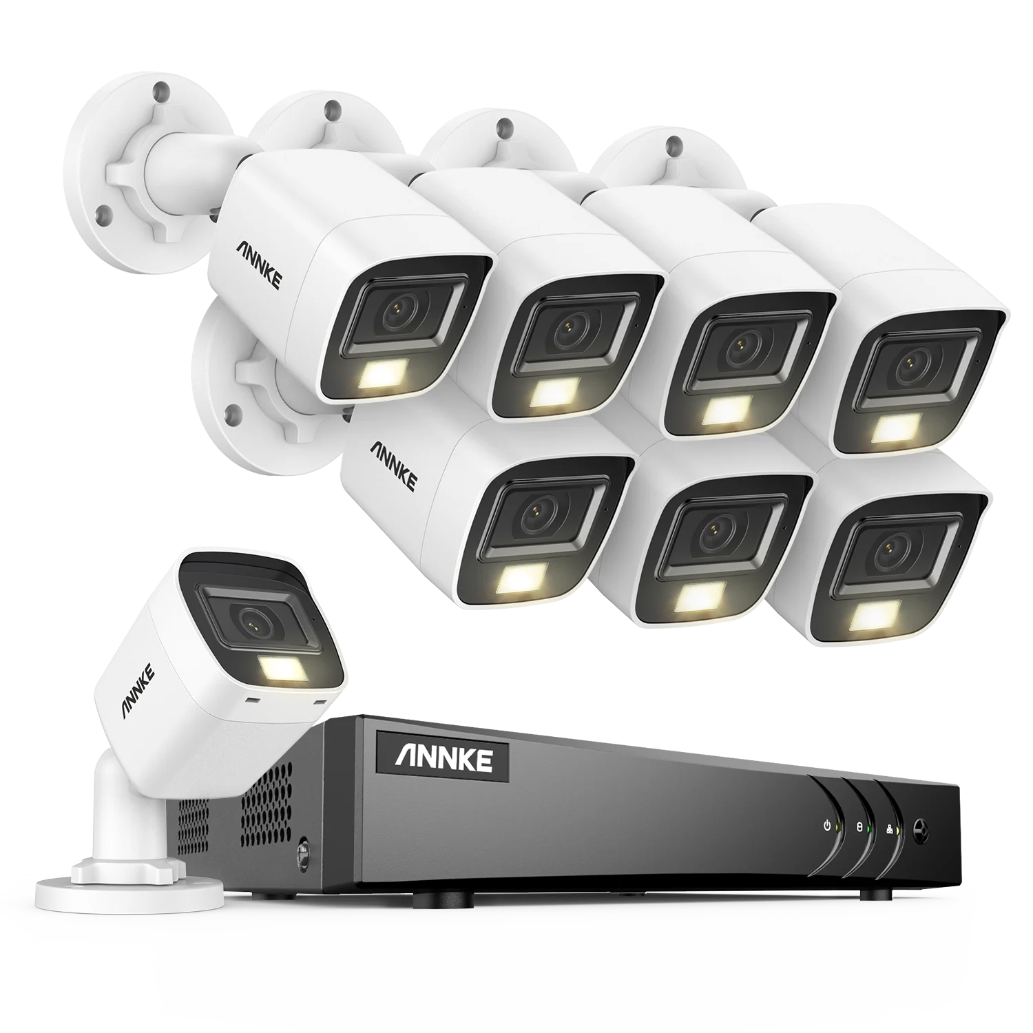 ANNKE 8CH 3K(5MP) Hybrid DVR With 8 Pcs CCTV Analog Outdoor Camera Security System, Night Vision AI Detection, Built-mic IP67