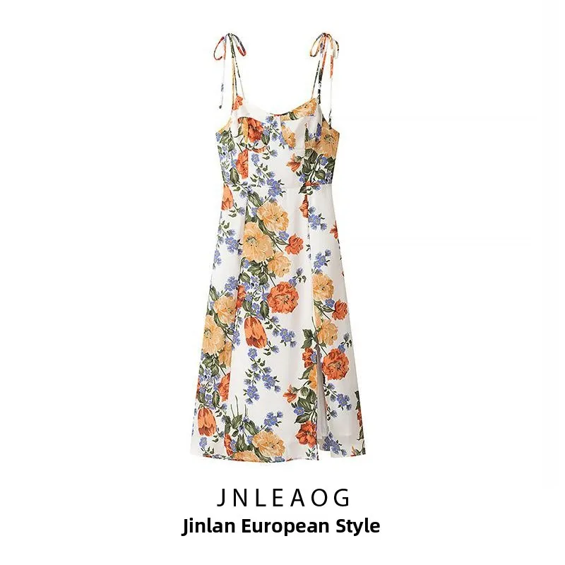 فستان صيفي أنيق من JNLEAOG بدون حمالات مع شق جانبي وتفاصيل فيونكة على الكتف، تصميم نسائي بتنورة على شكل حرف A