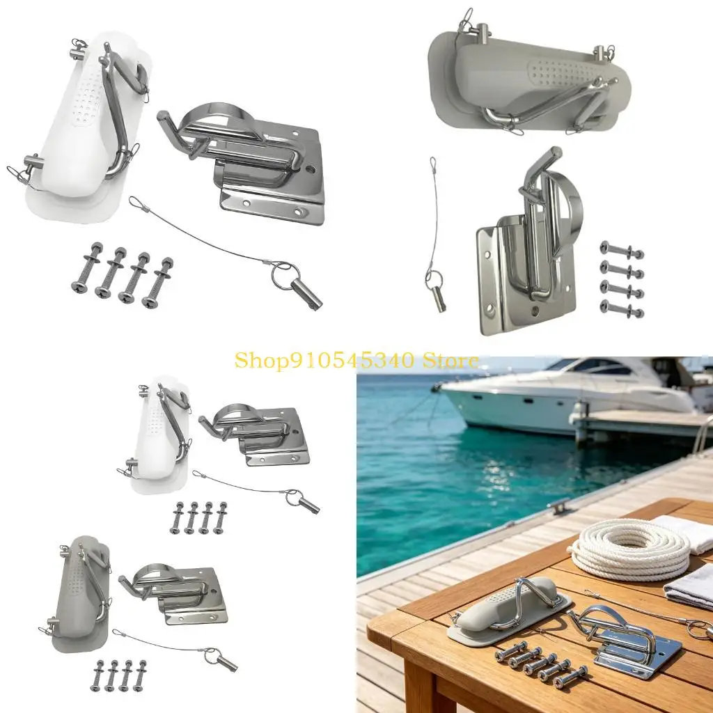 U2JA Boat Docking Support Bracket Kit, Stainless Steel Marine Mounting Hardware Set with Base, Pin and Screws for Repair