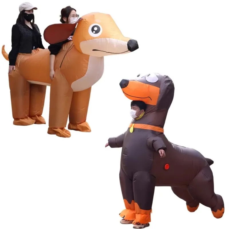 Nouvelle tenue gonflable double chien de race Sausage pour adultes, déguisement créatif amusant pour festival, fête et spectacle sur scène