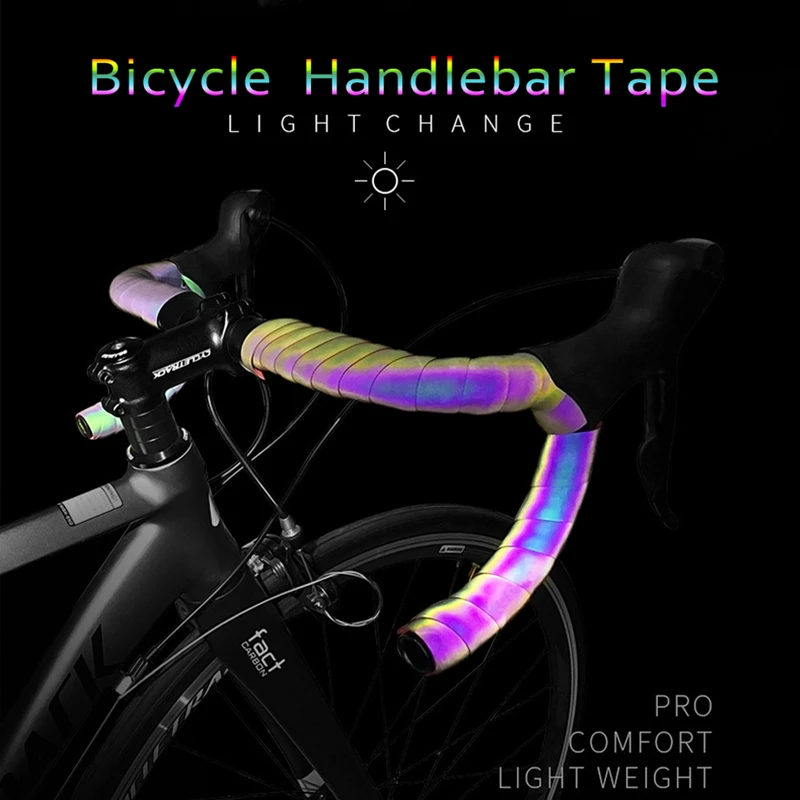 1 Roll 2.1M Purple Green Road Bike Handlebar Tape New Cycling Handle Wraps Sweat-Absorbent EVA Non-Slip Bicycle Reflective Gel