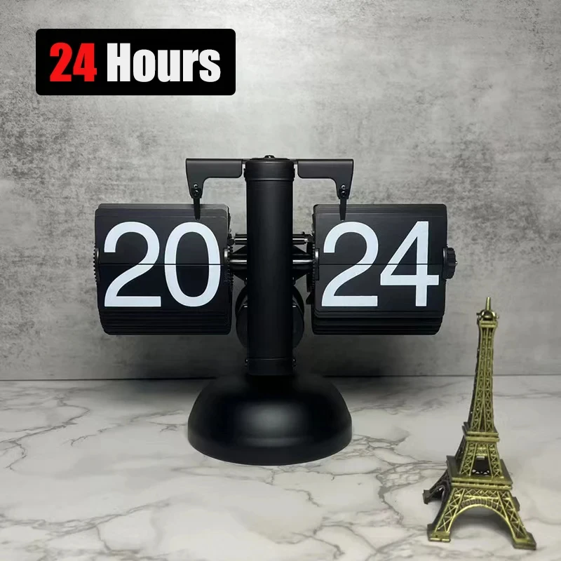 12/24h Vintage Automatically Flip Down Clock Page Table Clock Office Flip Digital Clock Flip Desktop Office Room Home Decor