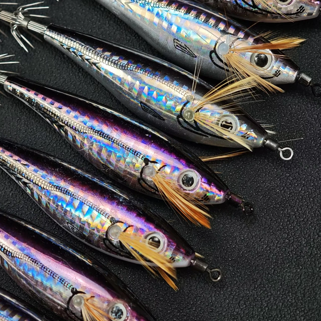 15 Stück Meeres-Garnelen-Jig-Köder, Tintenfisch-Haken, Oktopus-Garnelen-Köder, Leuchtender Horizontaler Tintenfisch-Jig, Salzwasser-Tintenfisch-Leuchtköder – Detail 2