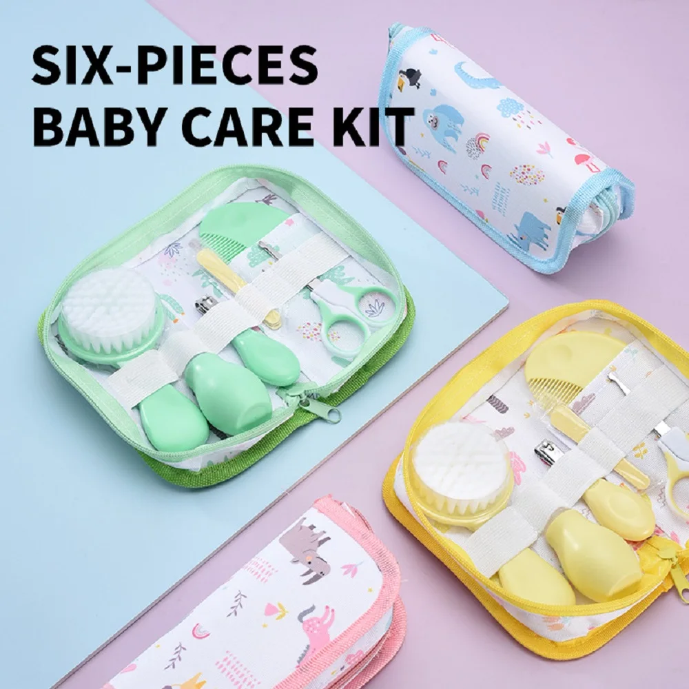 6PCS Baby Care Kit, Children\'s Hair And Nail Care, Grooming Brush Kit, Scissors, Children\'s Toiletries