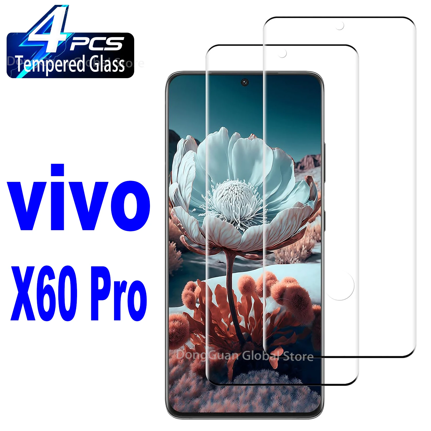 1/4Pcs 3D Tempered Glass For Vivo X60 Pro X60Pro X60Pro+ Screen Protector Glass Film