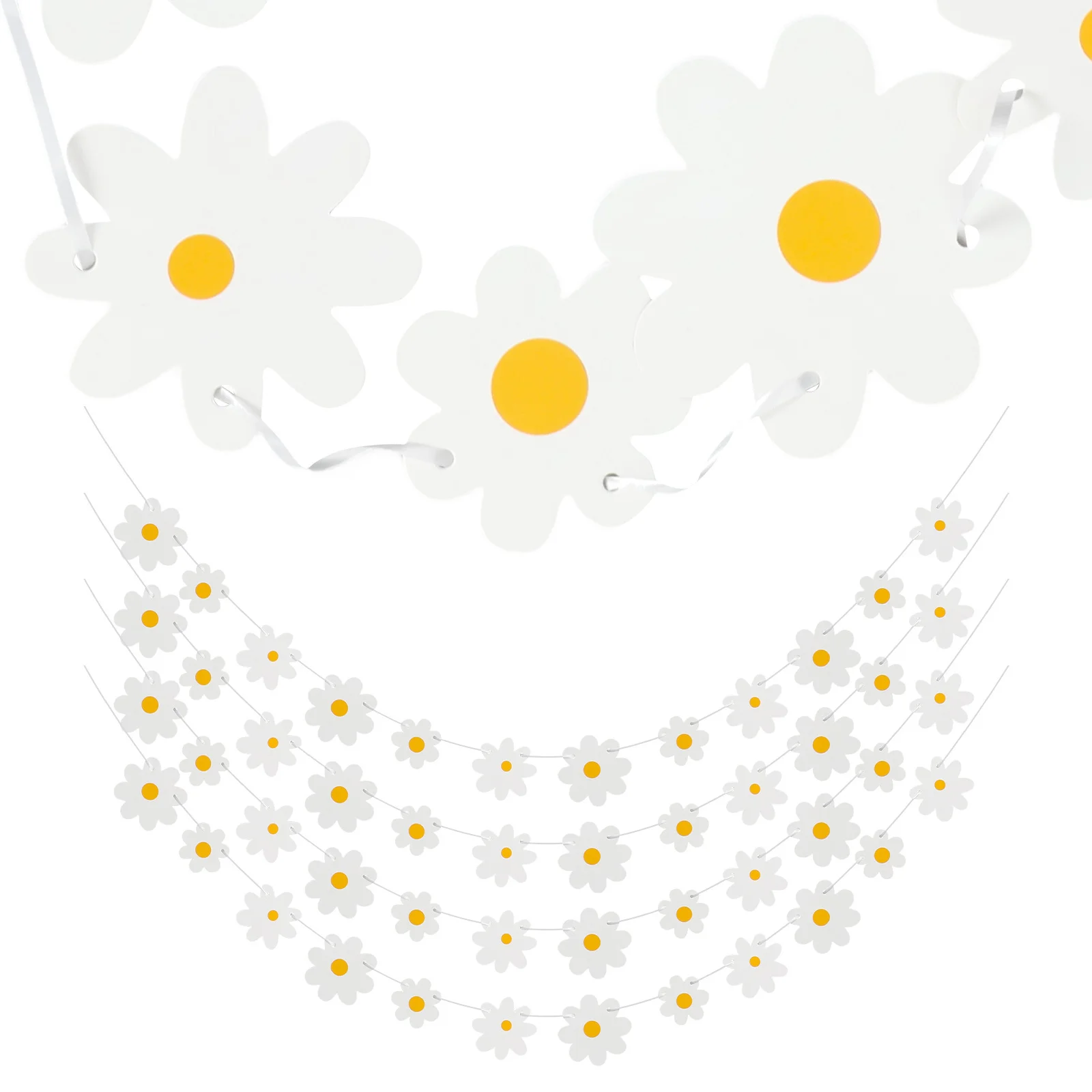 4 шт., комплект баннеров с днем рождения, ромашка, украшения для вечеринки в стиле бохо, цветочная гирлянда, висячие бумажные цветы для душа, детская комната