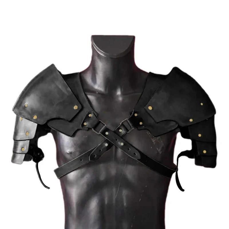 Cosplay Medieval Costumes Props Faux Leather Shoulder Cover Cape Pauldron Knight Adjustable Buckle Steampunk Halloween Dress *.1