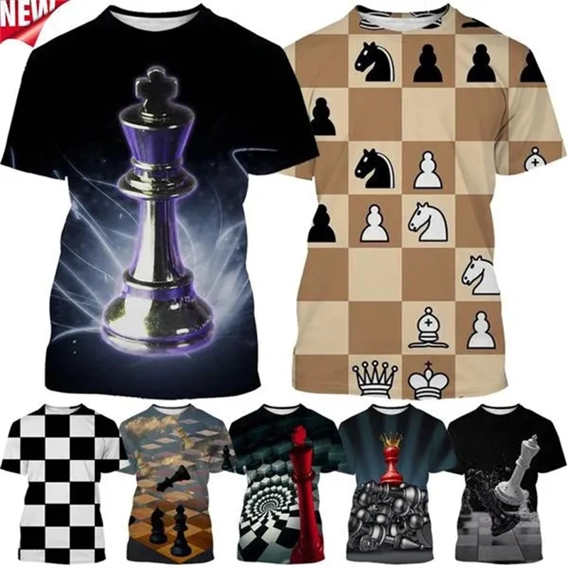 3D Chess Print T Shirt For Men Funny Graphic T-Shirts Summer Trend Harajuku Oversized Short Sleeve Leisure O-neck Tops T Shirts