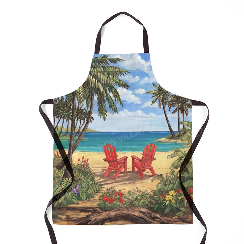 Aesthetics Women's Kitchen Apron Children's Waterproof Waitress Work Apron Original Oil Resistant Hawaiian Style Fashion Apron