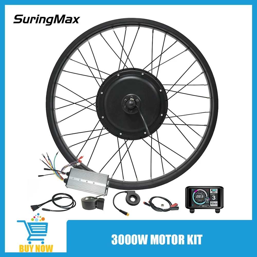 3000W Fat Hub Motor Kit for Electric Bicycle, Bike Conversion Set, E-bike, 45H, 72V, 80A, 100A Controller, 26x4, 175mm