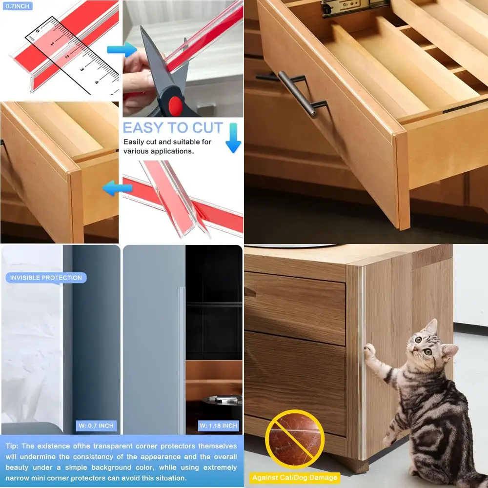 

Прозрачные самоклеящиеся мини-защитные уголки на стену, милые угловые ограждения и защита края для настенной дверной рамы, плинтуса шкафа и Doo