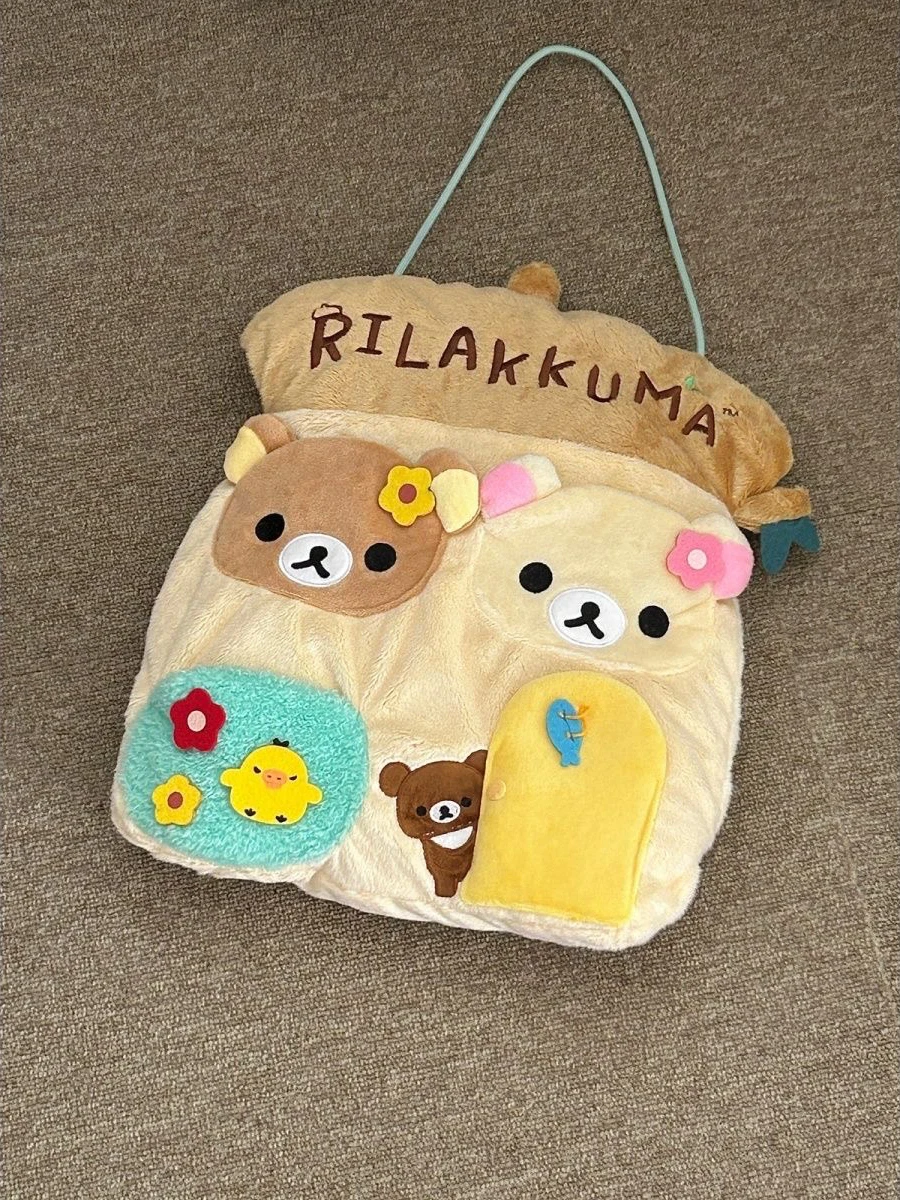

Милый медведь Rilakkuma, настенная сумка для хранения, лесной сахарный дом, органайзер Dormi, хлопчатобумажная ткань, мультяшный Sle, японский дизайн