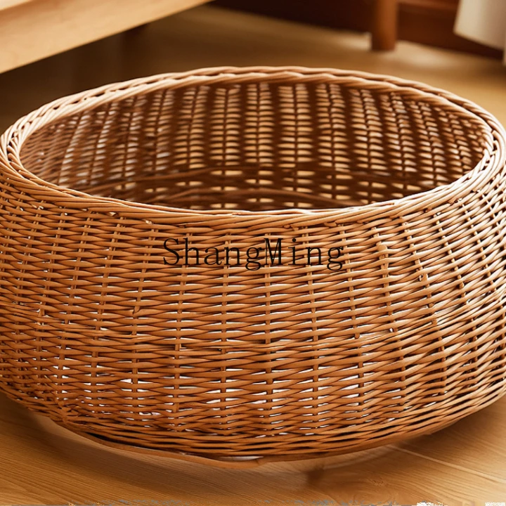 HJ Four Seasons Universal Rattan Breathable Washable Pet Nest Kitten Cat House Villa Semi-Enclosed Pet Supplies