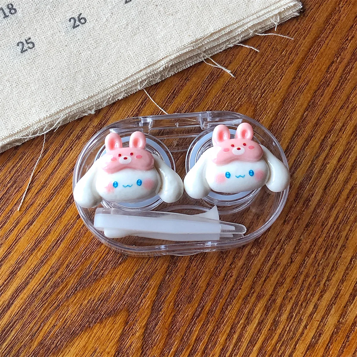 Miniso Sanrio Kuromi My Melody Hello Kitty Series Contact Lens Box Portable Compact Press Integrated Cosmetic Contact Lenses Box