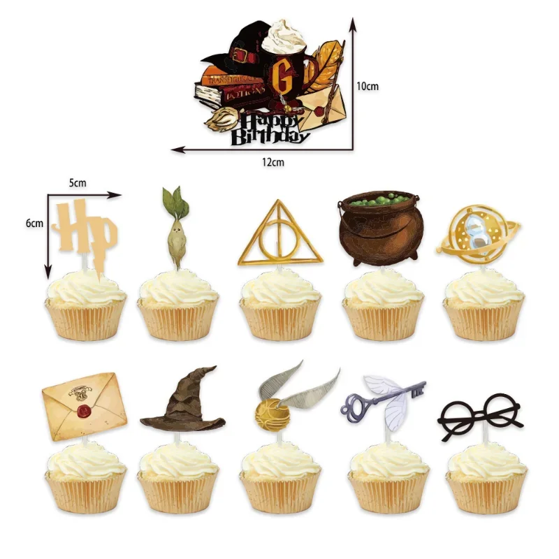 Harry Potter Themed Cake Inserts Magic Academy Golden Snitch Holiday Party Birthday Cake Inserts Party Decoration Supplies