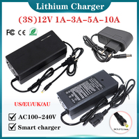 12V 1A 3A 5A 10A Lithium Battery Charger 100-240V to DC For 11.1V 3S 12.6V Power Supply E-tool Li-ion battery pack Fast charging