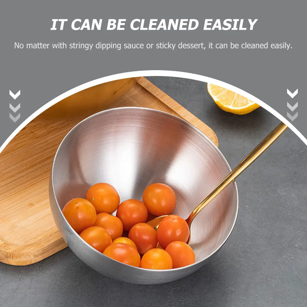 

2Pcs Stainless Steel Mixing Bowl Set High End Finish Salad Fruit Dessert Bowl Compact Storage Friendly Elegant Table Decoration