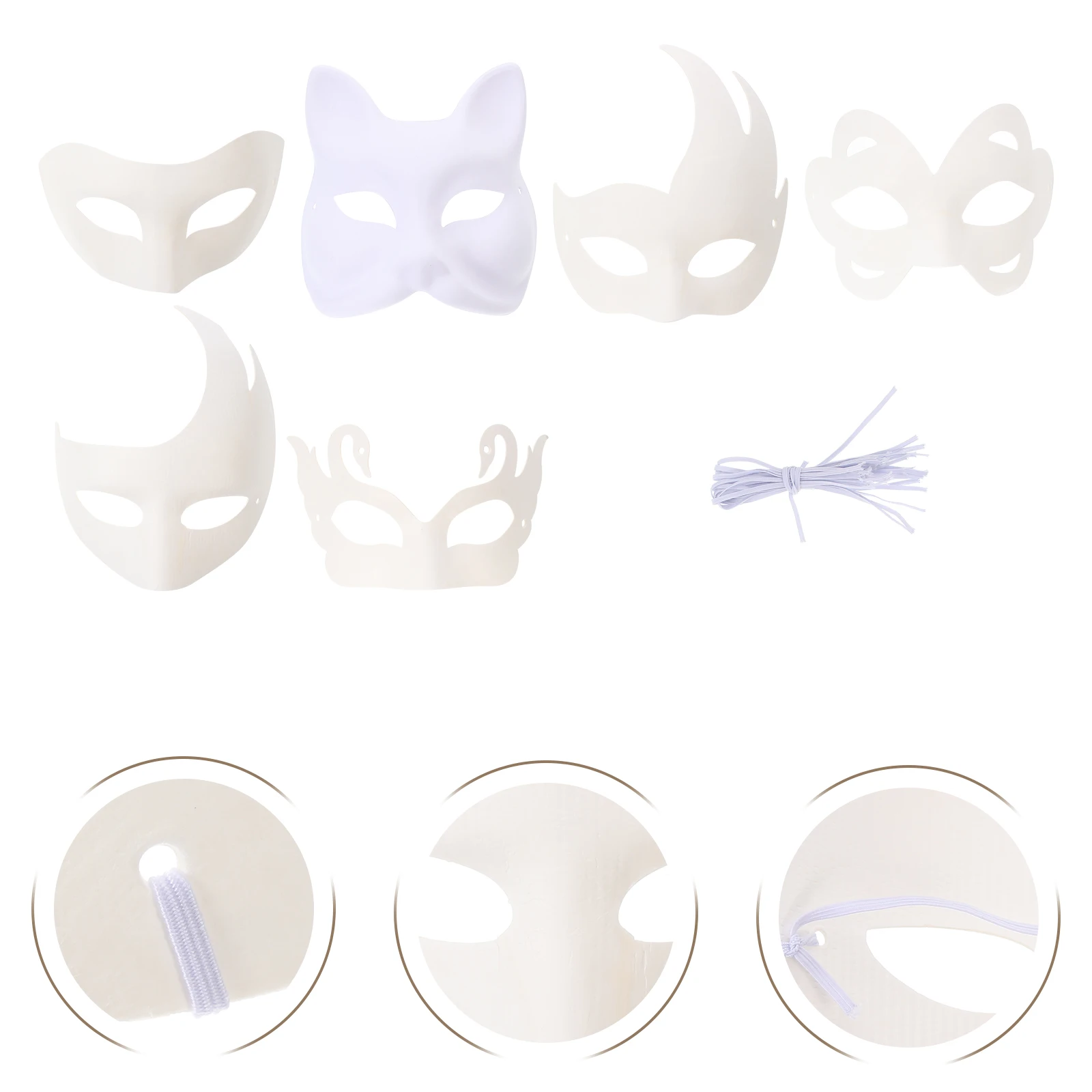 

12 Pcs Carnival Mask Hand Painted Masquerade Accessories Ordinary Child Blank White
