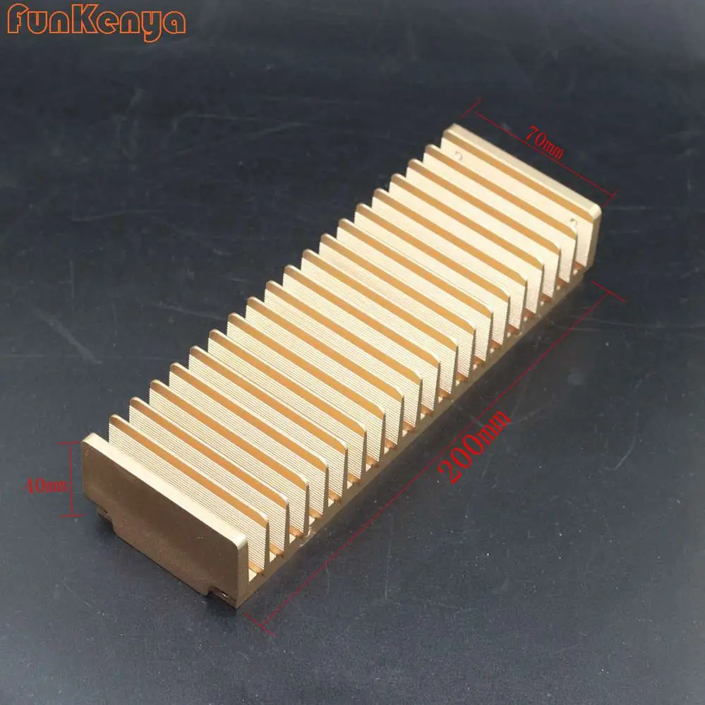 200×70×40mm Anodized Gold Heatsink Aluminum Radiator DIY Amplifier Heat Sink