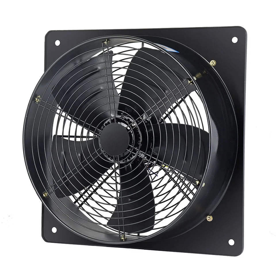 

High Speed Square Axial Flow Exhaust Fan Black 12 in 2800rpm With Double Mesh Cover for HVAC Systems